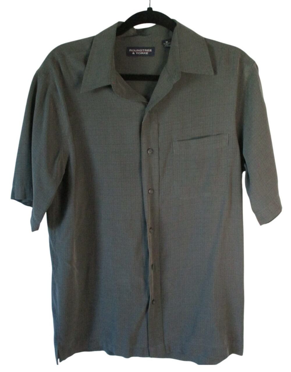 Roundtree & Yorke Men's Gray Short Sleeve Button Front Shirt Size Medium